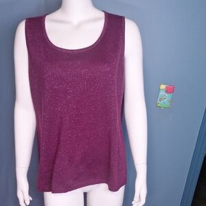 Susan Graver Sparkling Shimmer Purple Sleeveless Top XL